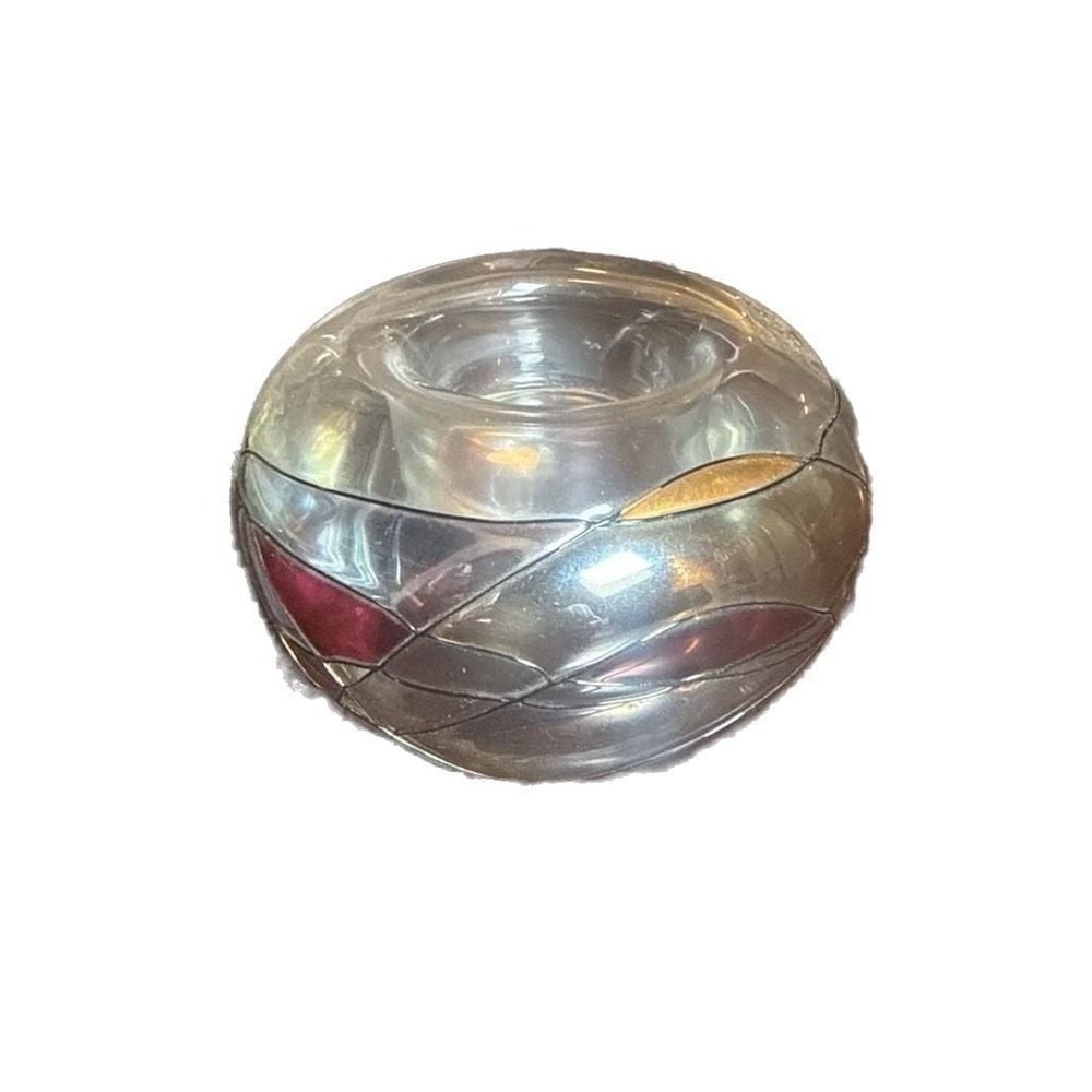 Vintage PartyLite Calypso Mosaic Stained Glass Tealight Votive Candle Holder
